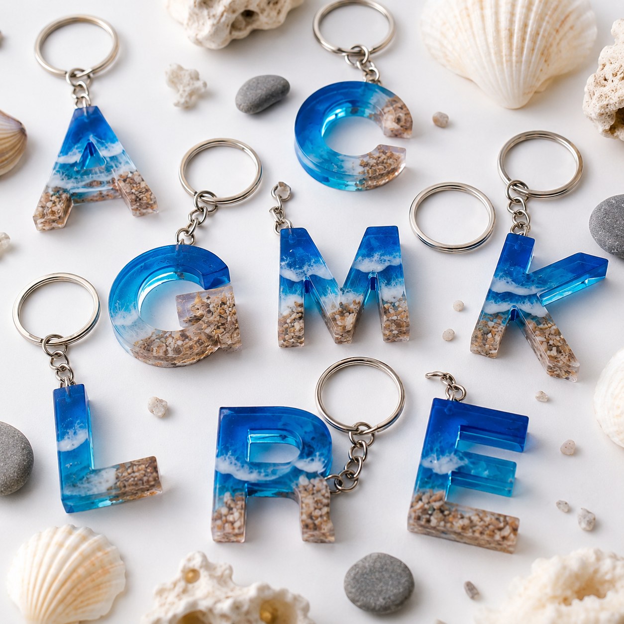 Llaveros con letras inspirados en el mar